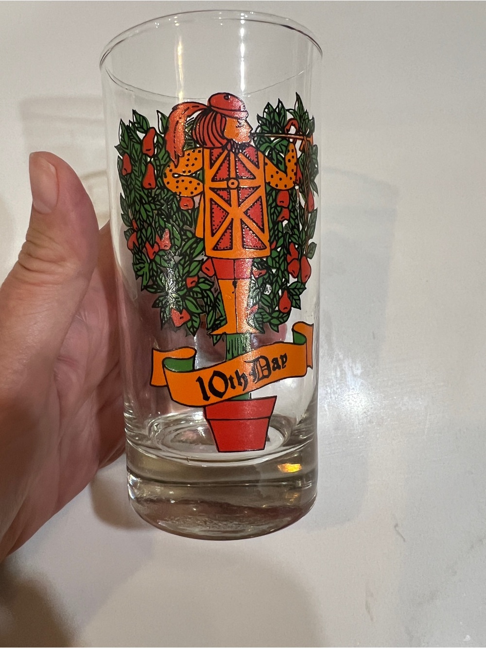 Vintage Anchor Hocking 10th Day Decorative Glass - Orange and Green